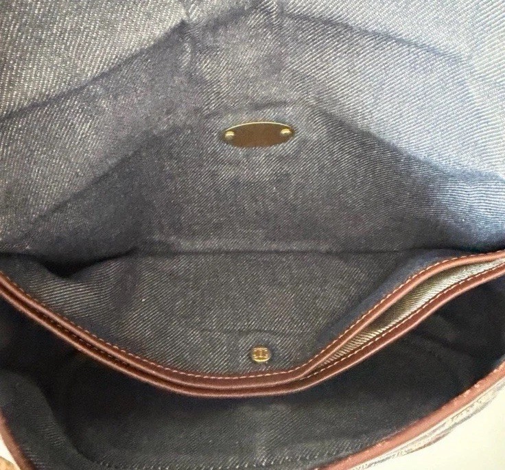 Celine Poulbot Triomphe Denim Studded Shoulder Bag
