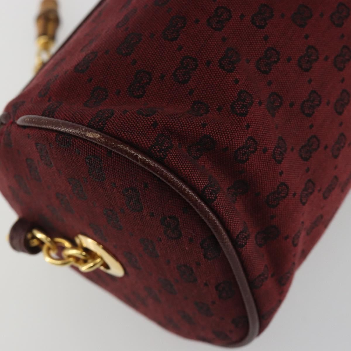 GUCCI Micro GG Canvas Chain Shoulder Bag Red Gold Auth BA14413