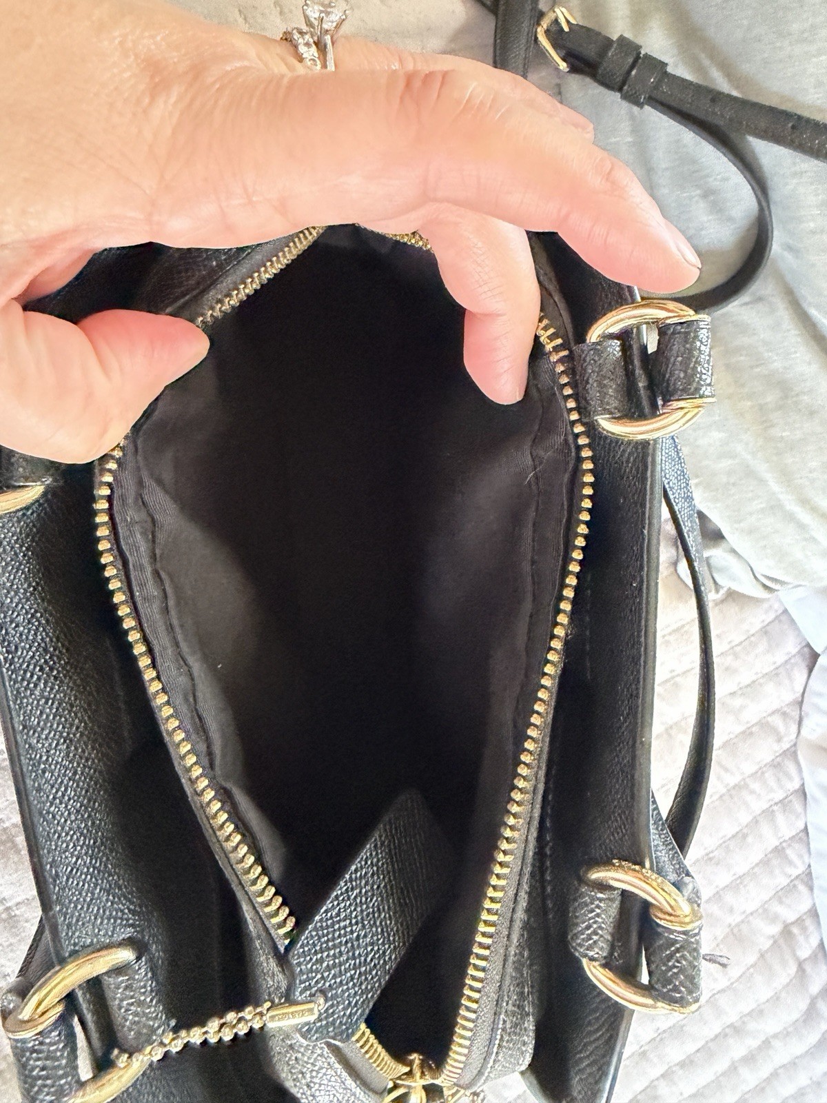 Coach Mini Satchel Crossbody Black Pebbled Leather Gold Hardware