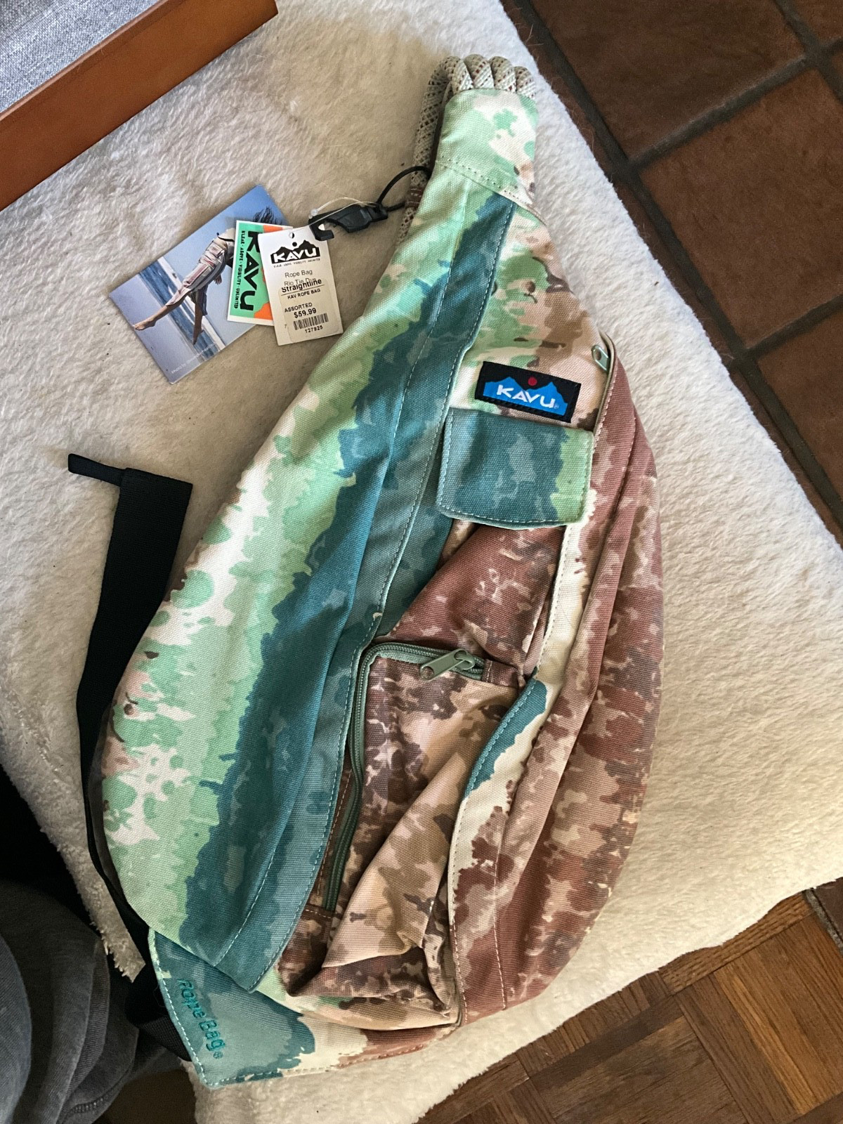 Kavu Canvas Rope Bag in Rio Tie Dye Crossbody Shoulder Sling Bag New With Tags