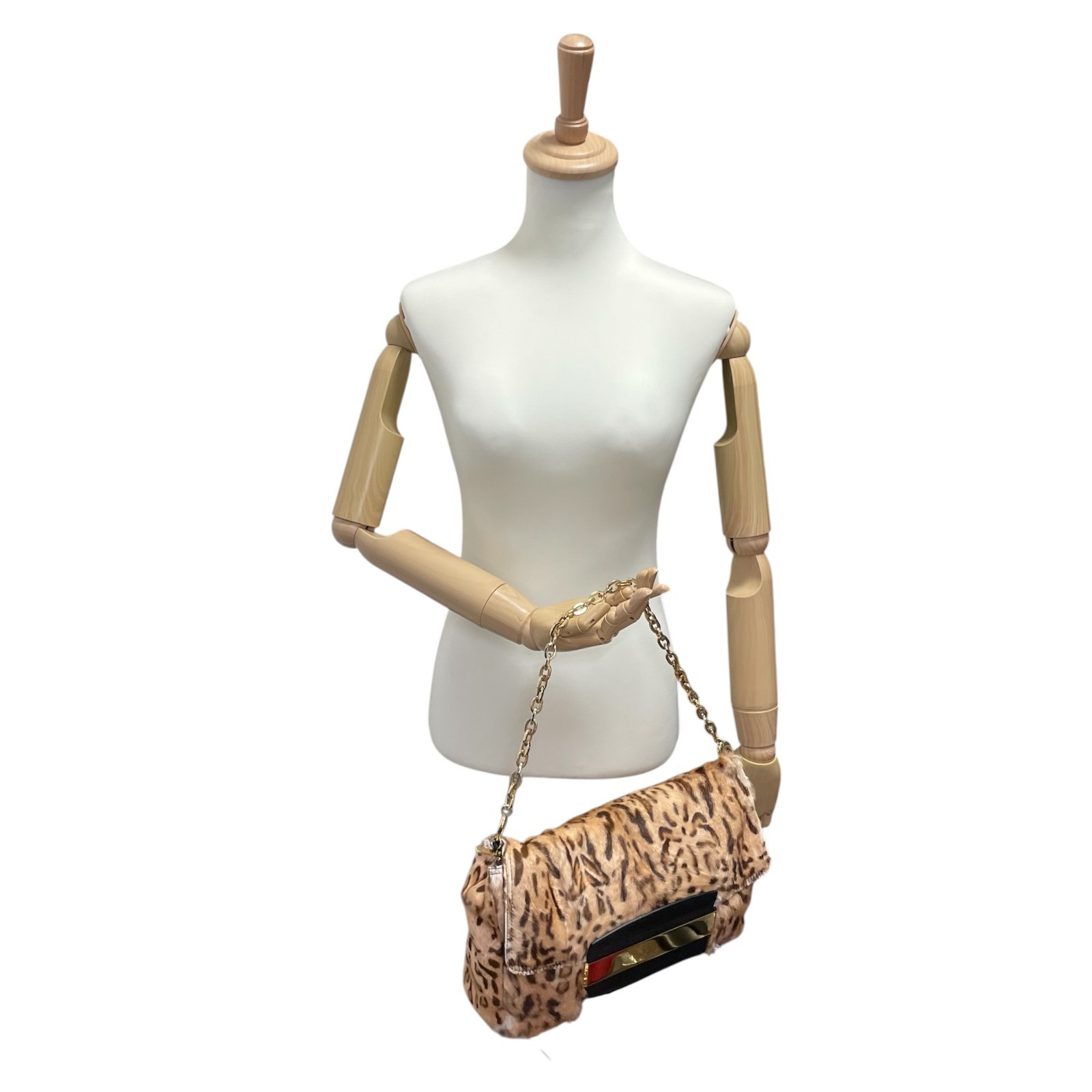 Jimmy Choo Handbag Baguette Shoulder bag Hobo Pony hair Leather Brown Y2K Auth