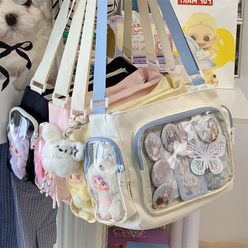 Trendy Transparent Ita Bag Large Capacity Crossbody Shoulder Bag School Fashion