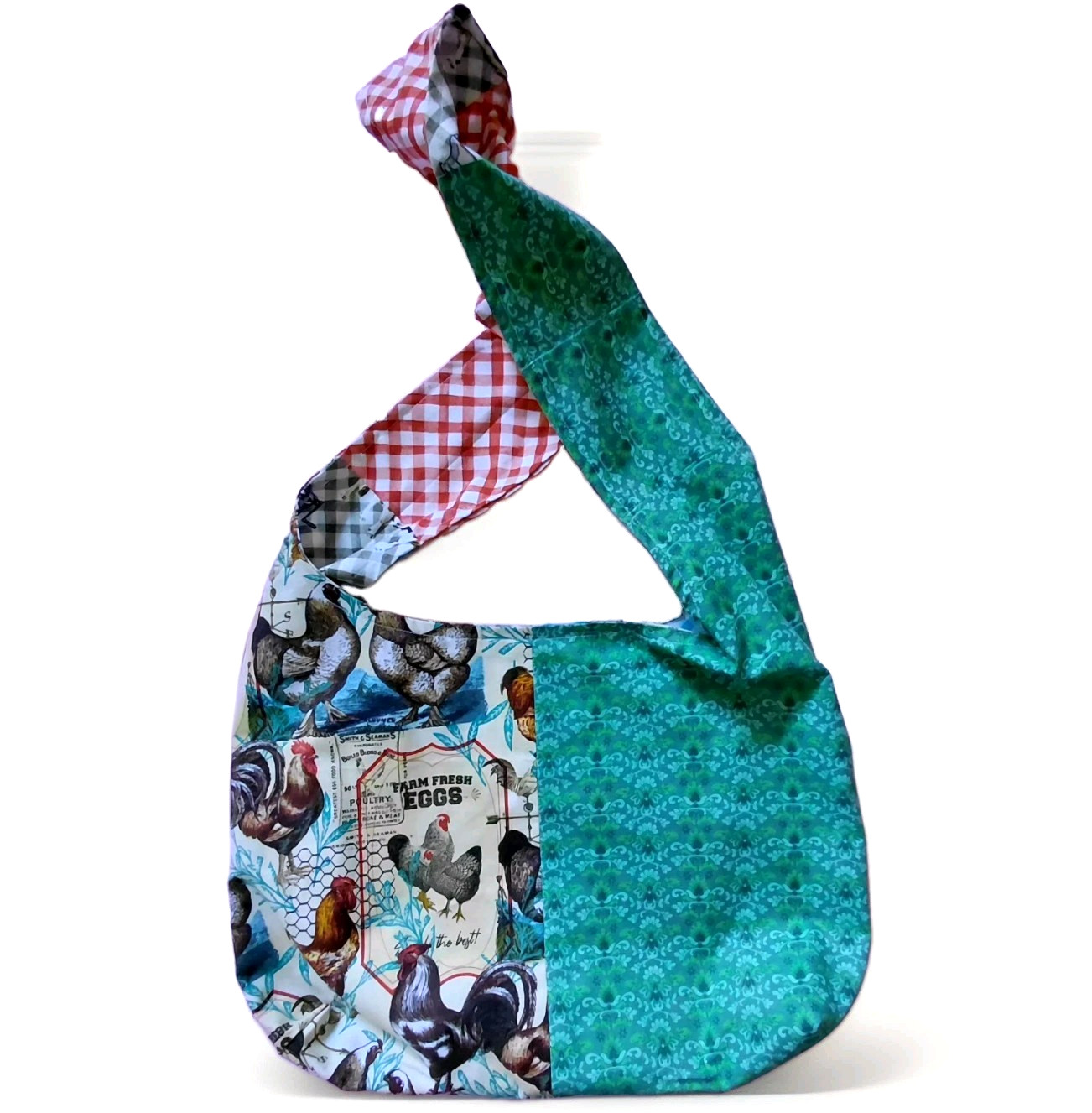 Farm Core Hobo Crossbody Sling Bag Tote Multicolor Handmade Patch Blocks USA