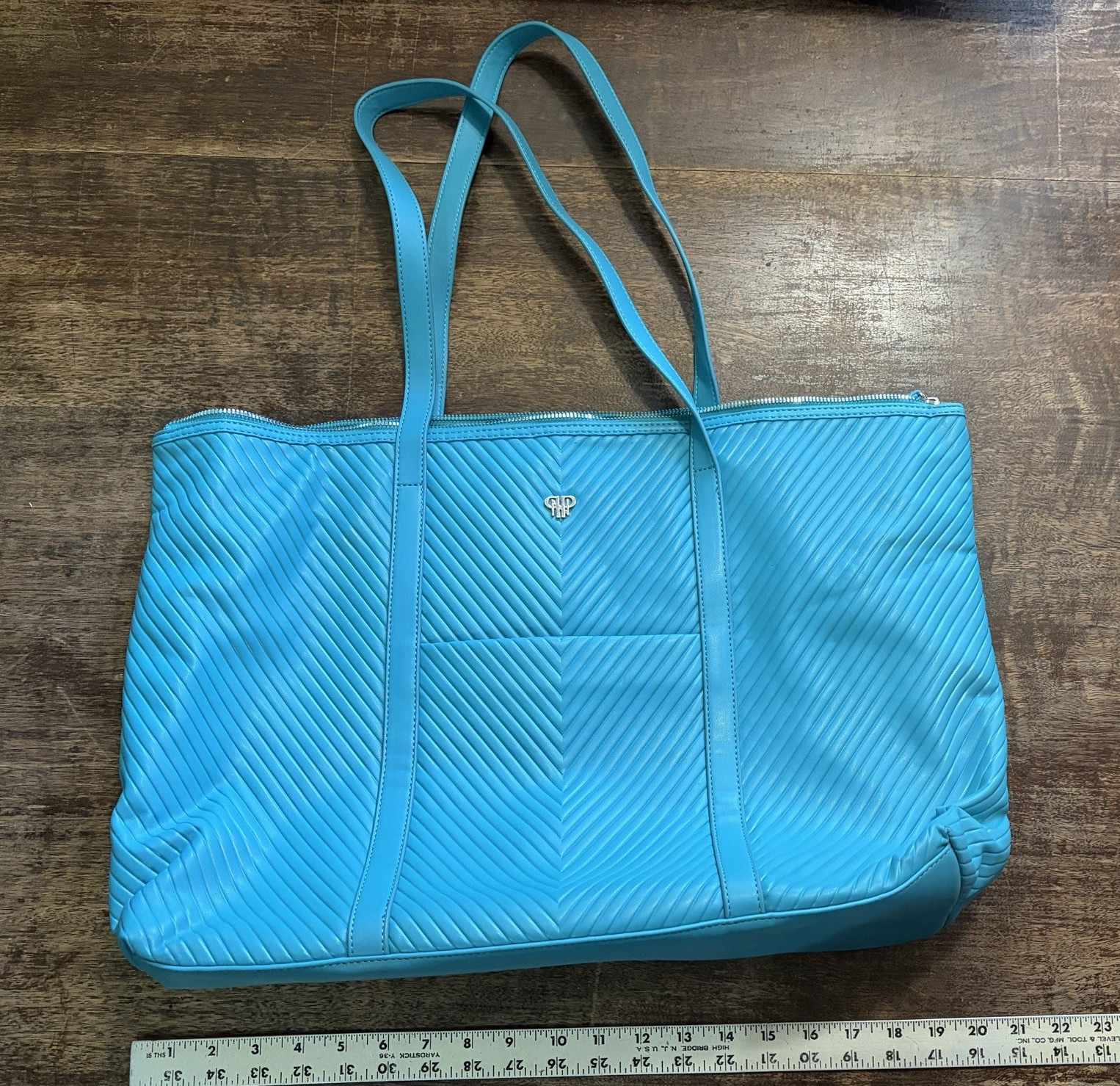 Parker Thatch Large Blue Zip-Top Tote w/ Pouch Lined Inner Pockets