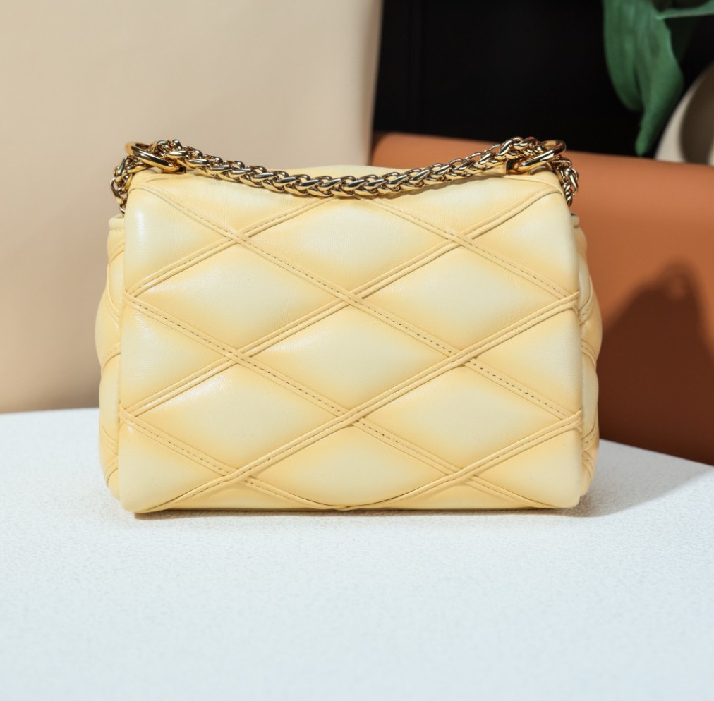 Louis Vuitton Pico GO-14 Chain Shoulder Bag Yellow Women Fashion