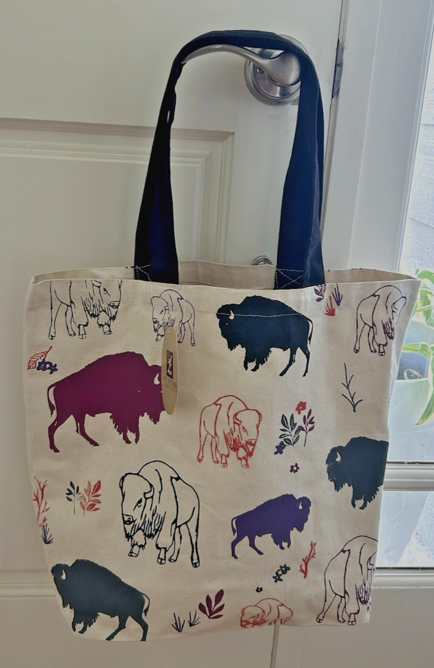 NEW Buffalo Bison Shopping Tote Canvas Bag LARGE American Studio Company NWT