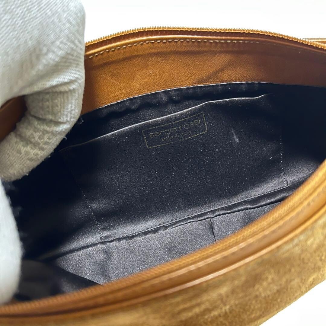 Sergio Rossi Brown Suede Shoulder Bag Vintage Italy Gold Hardware Party 69