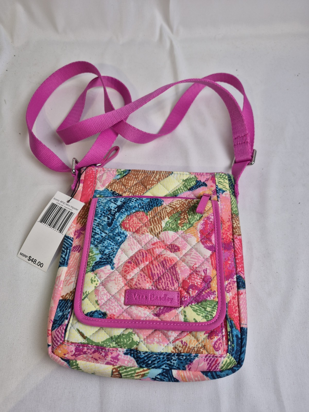 New Vera Bradley Iconic RFID Mini Hipster Crossbody Purse Superbloom Floral 8×7″