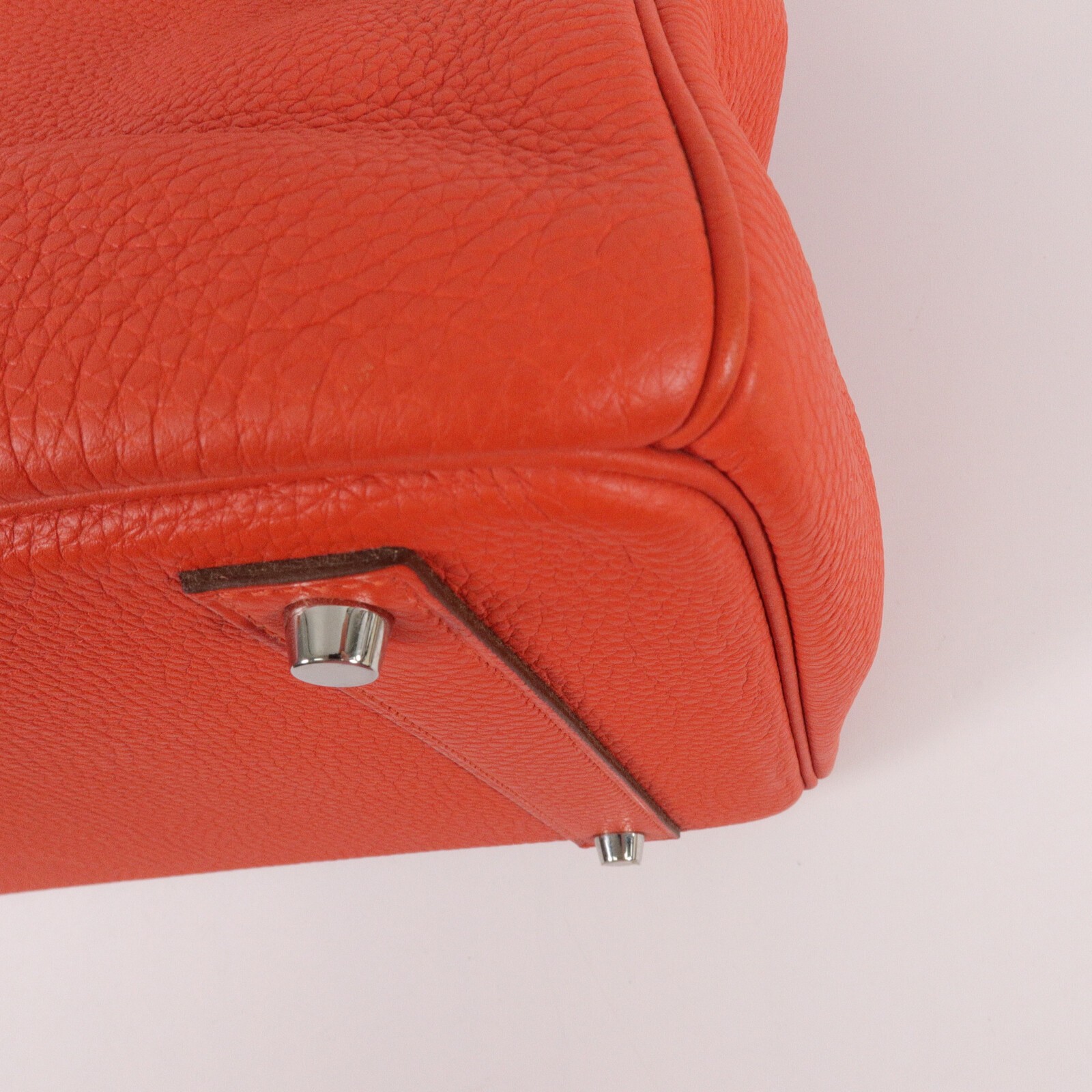 HERMES PHW Birkin 40 Handbag Togo Leather Orange Poppy