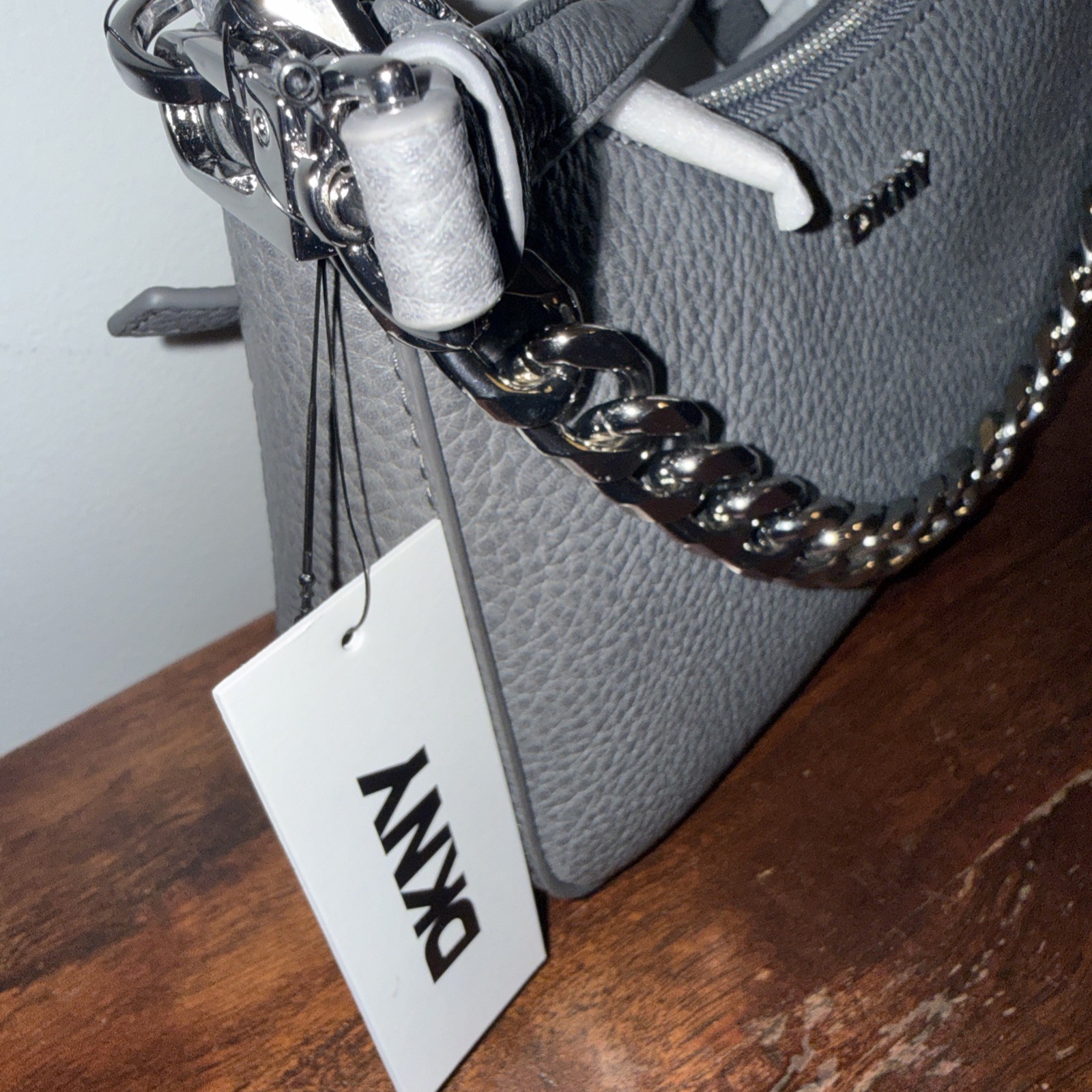 DKNY Crossbody Bag Silver Chain Accent Purse Handbag New