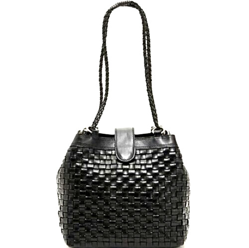 Patricia Nash Discovery Woven Iverna Bucket Bag Black NWT!
