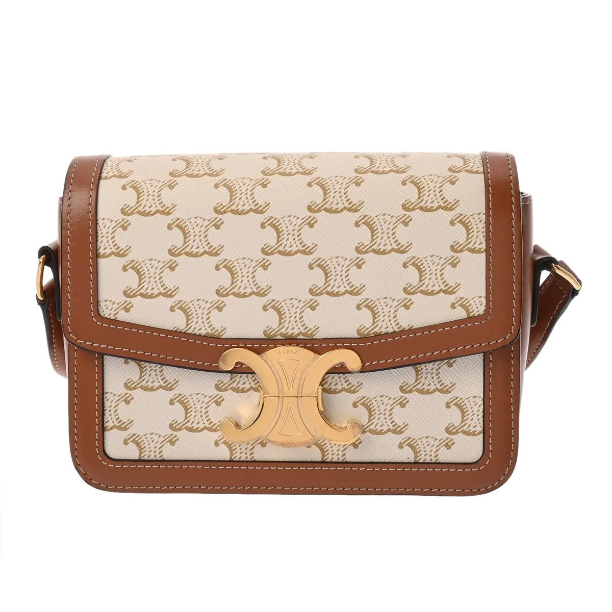 Celine 188882BZ4.01BC Shoulder Bag Canvas / Calfskin White #WB7293