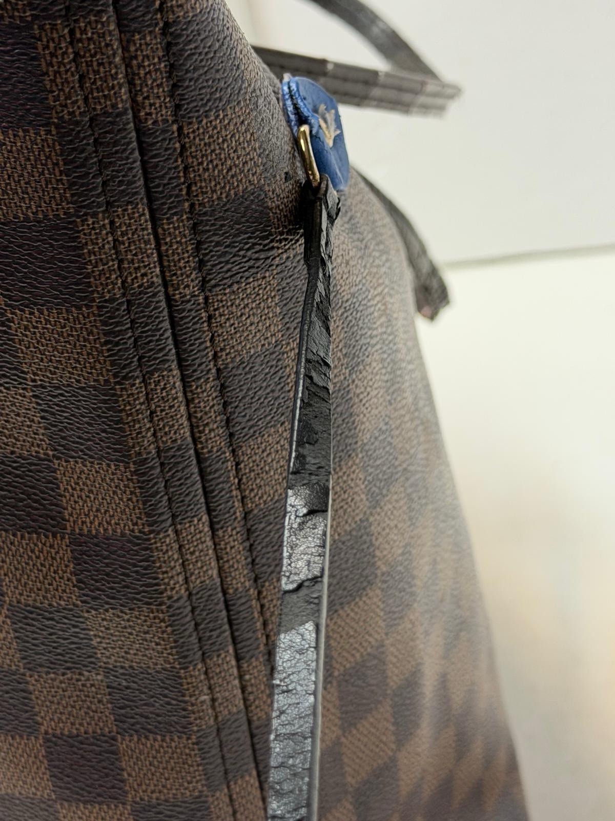Lv Neverfull MM Damier Ebene Tote Brown Shoulder Bag Very Worn Straps Check Pics