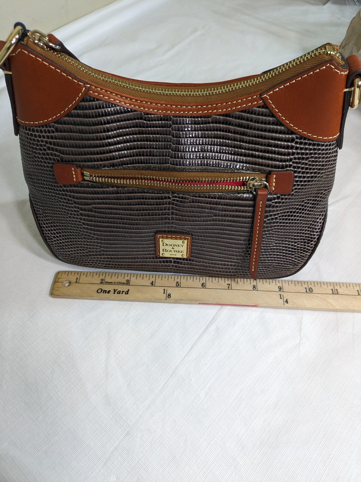 Dooney & Bourke Embossed Lizard Small Hobo Shoulder Bag Grey NWT