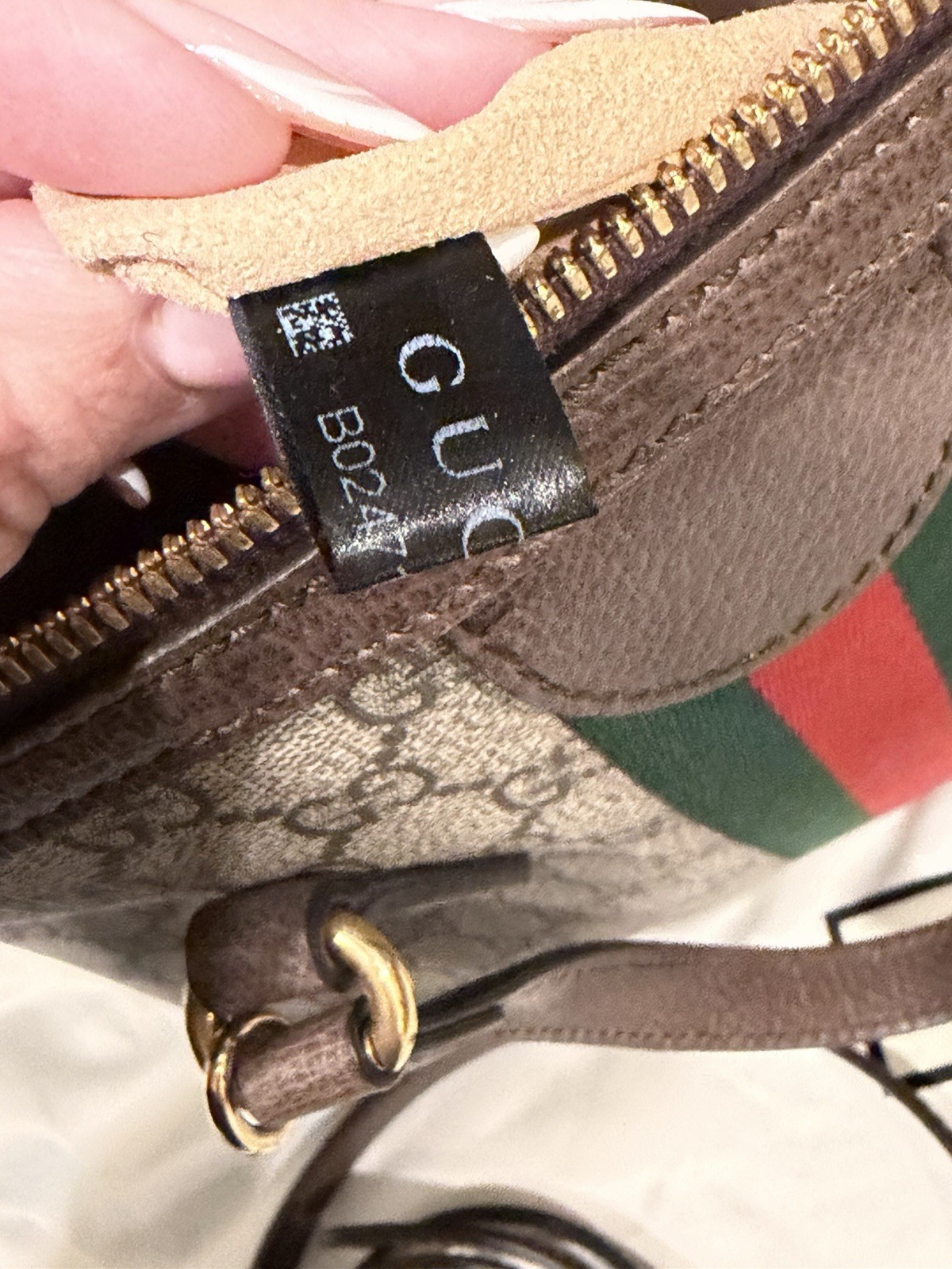 Gucci GG Monogram Web Stripe Top Handle Satchel Zip Bag w/ Detachable Strap