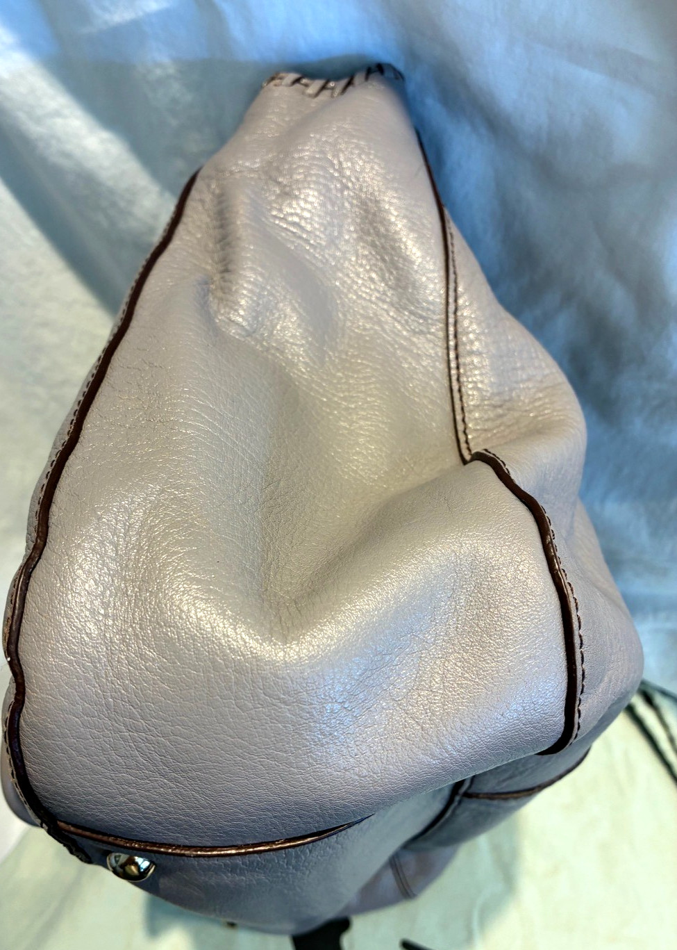Max-New York Dove Gray Leather Satchel, Shoulder Bag, Carry All, Purse, Tote 489