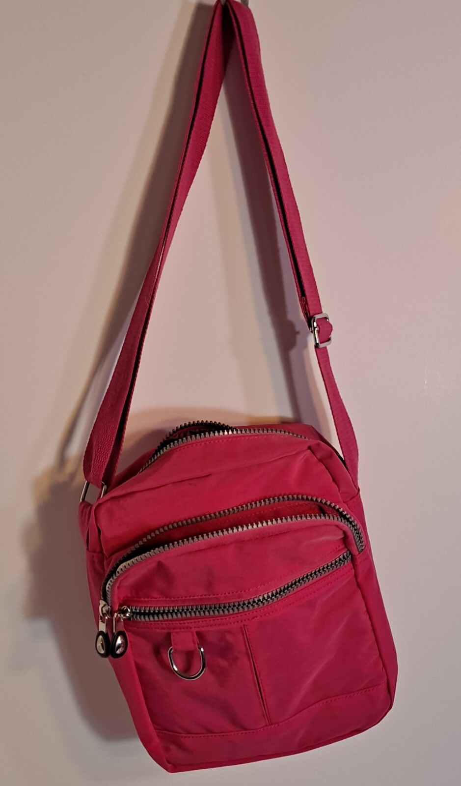 Womens Crossbody Purse Pink Zipper Compartments Travel Casual Workwear Shopping
