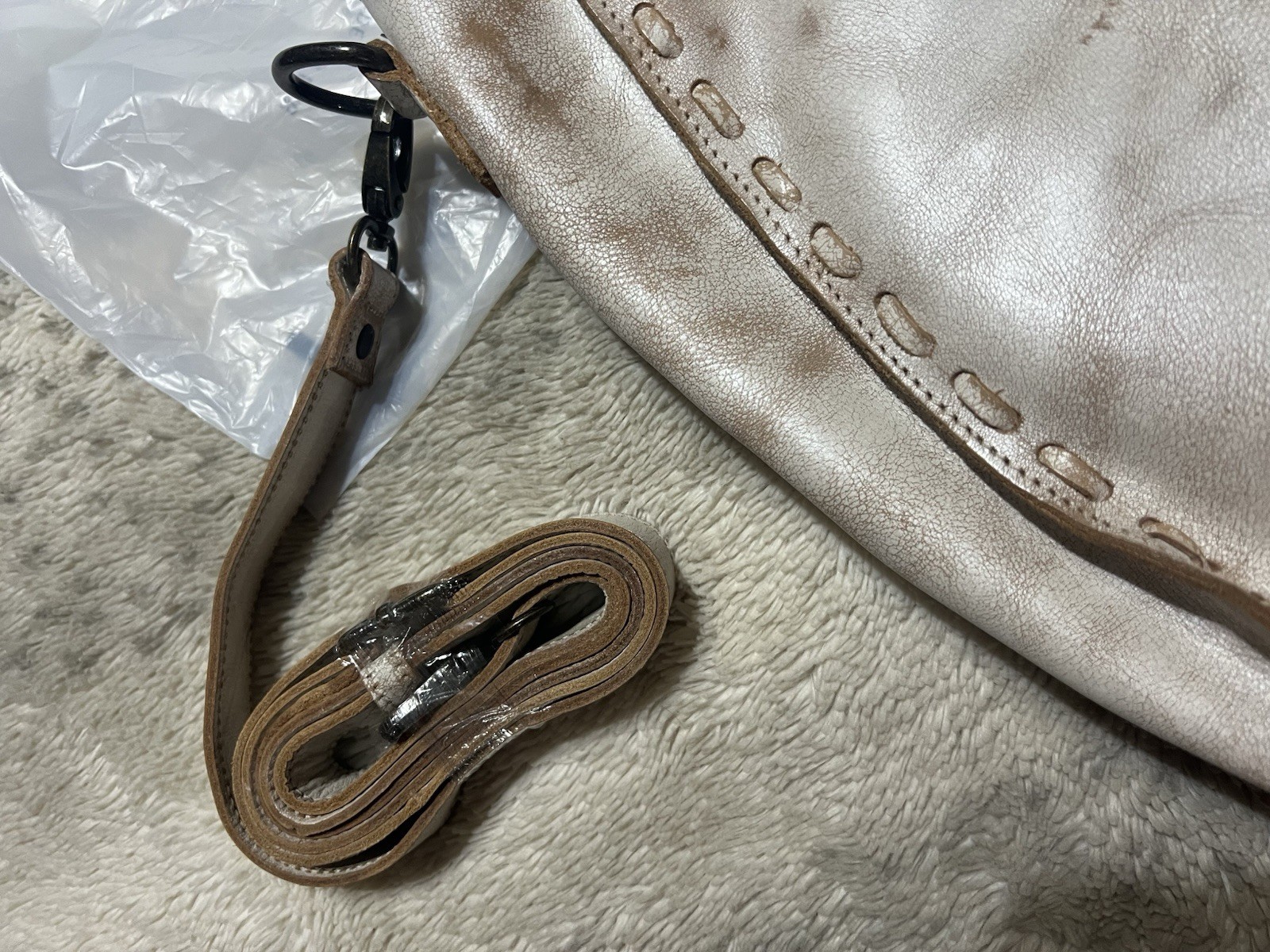 BED STU Rockaway Distressed Leather Shoulder Crossbody Satchel Bag Nectar Lux