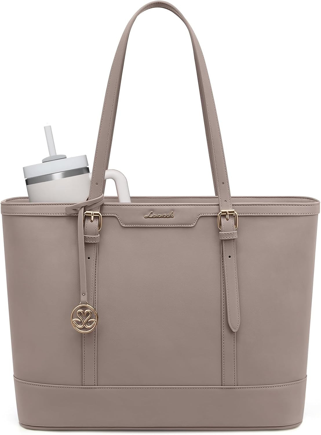 LOVEVOOK Laptop Bag for Women, 15.6 Inch Large Work Tote Bag with 40oz Cup Holde