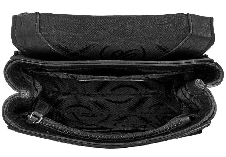 BRIGHTON TOLEDO ROZ BLACK CHOCOLATE CROCO LEATHER CROSSBODY MINI ORGANIZER $265