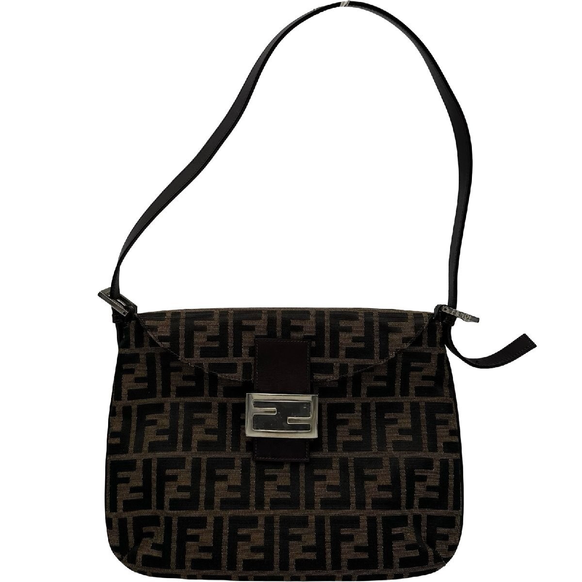 FENDI Zucca One Shoulder Brown Canvas Shoulder Bag Ladies Used