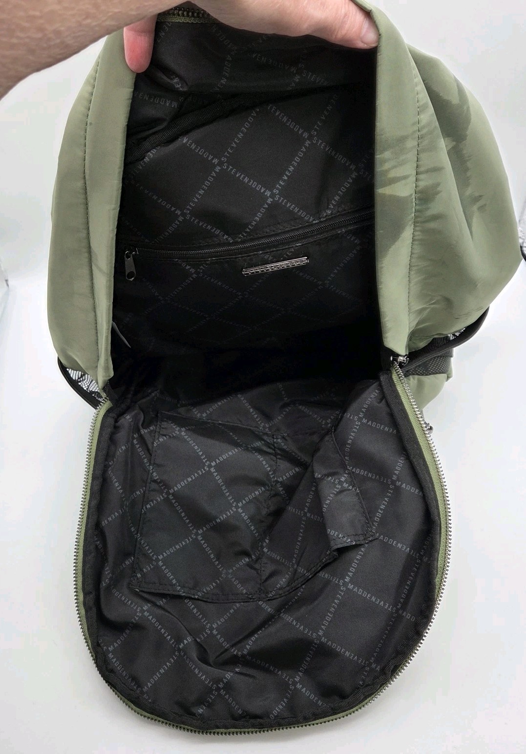 Steve Madden Baris Backpack 8-Pocket Sage Green Polyester w/Scrunch Straps