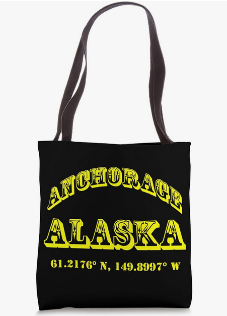 Anchorage Alaska Coordinates Souvenir Tote Bag 16″ x 16″ Ships FREE!