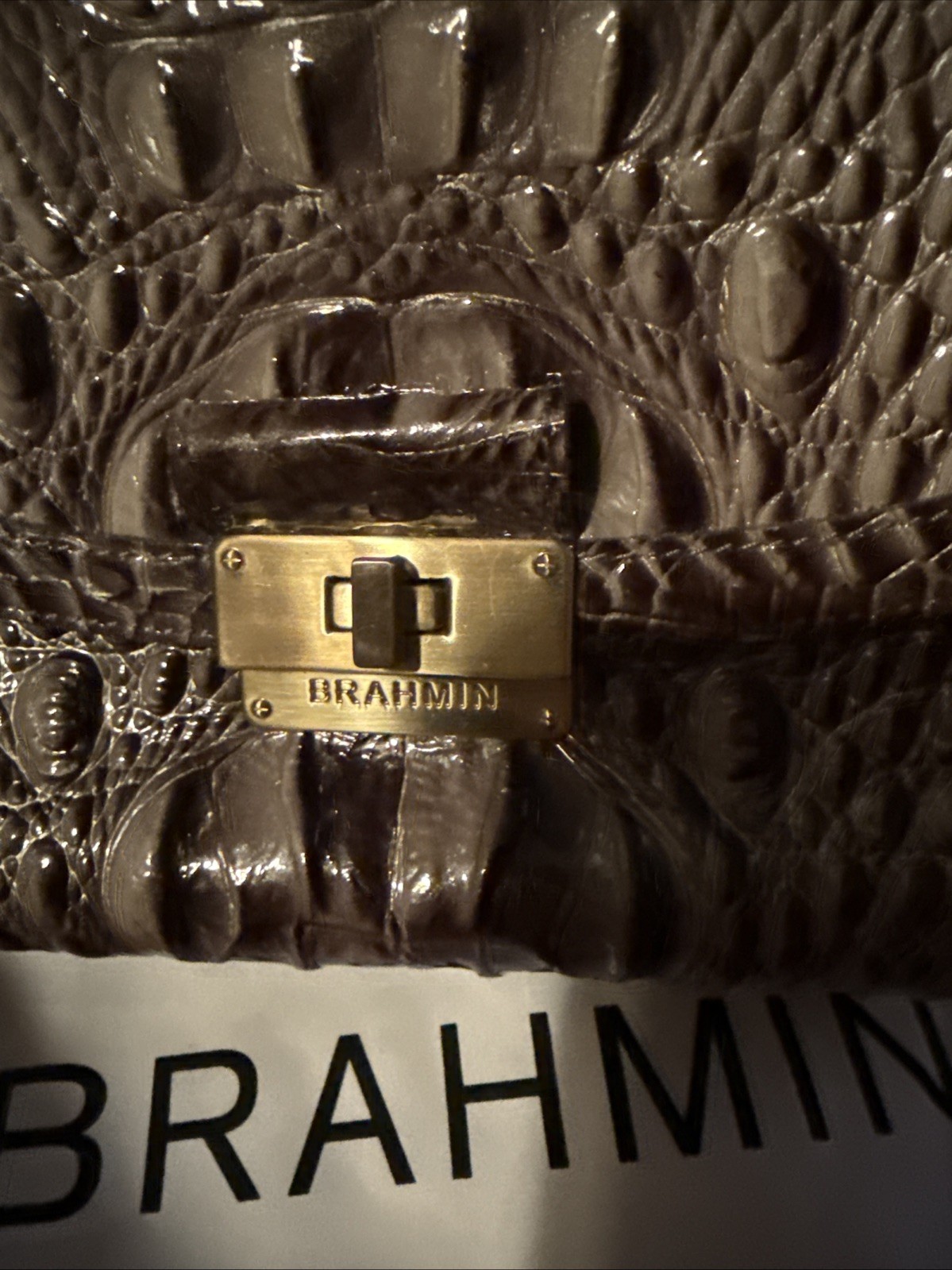 Brahmin Steel Grey Patent Leather Bag WITH WALLET