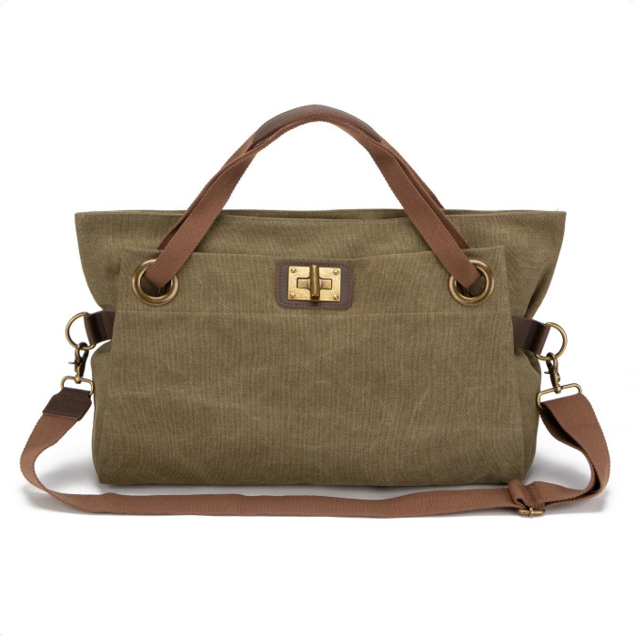 Premium Cotton Canvas Shoulder Bag Women Travel Messenger Tote Crossbody Purse