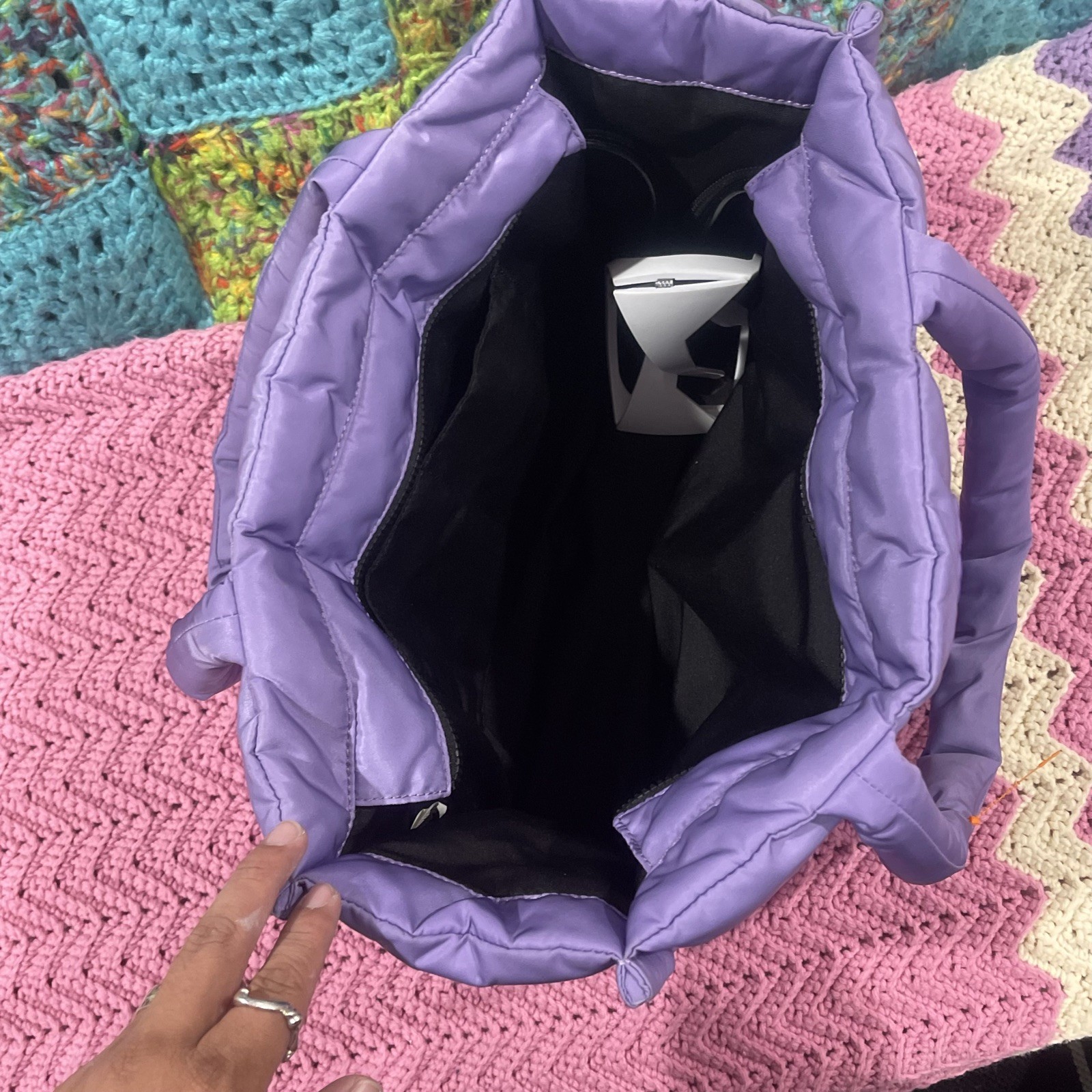 Heaven By Marc Jacobs Tote Bag Nylon Purple Puffer Tote LARGE EUC