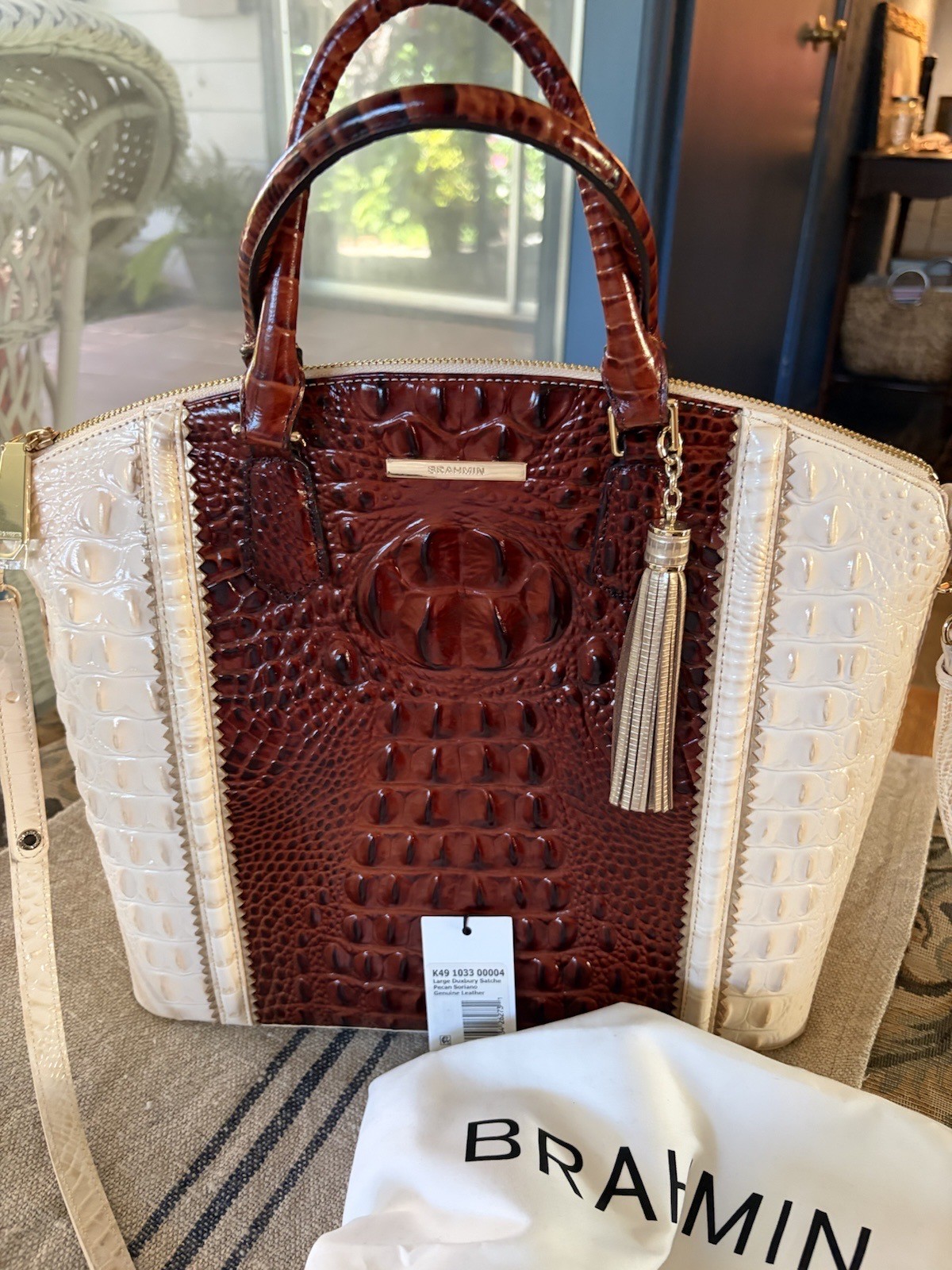 Brahmin Large Duxbury Satchel, Pecan Soriano, Genuine Leather