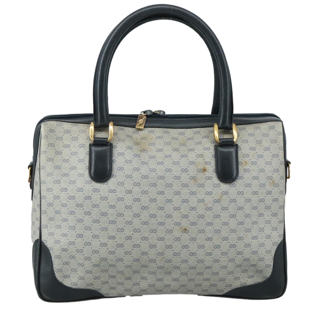 GUCCI Micro GG Supreme Hand Bag PVC 2way Navy Gold 002 58 0033 Auth th5567