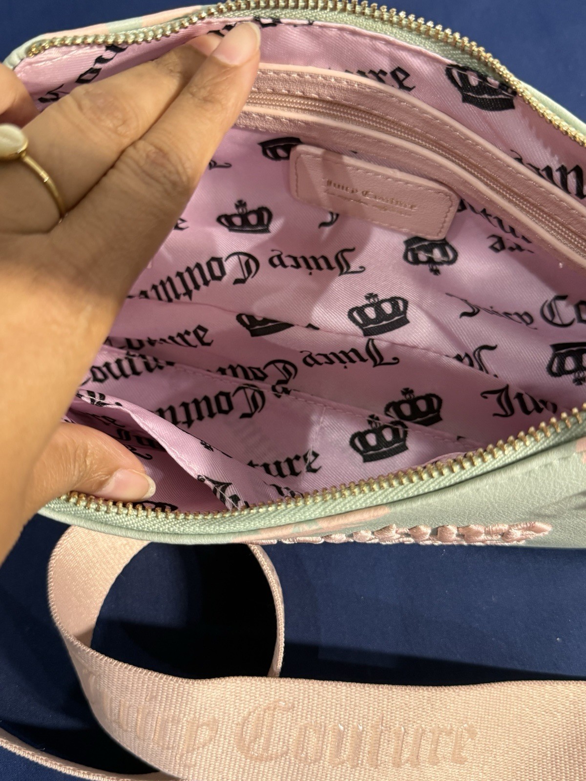 Juicy Couture Daisy Print Shoulder Bag Mint Green Pink Y2K Purse Womens New