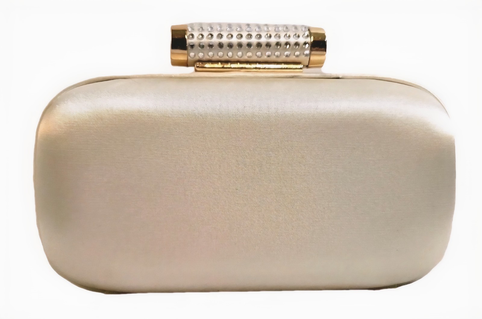Badgley Mischka Ivory Satin Rhinestone Bridal Wedding Evening Box Clutch