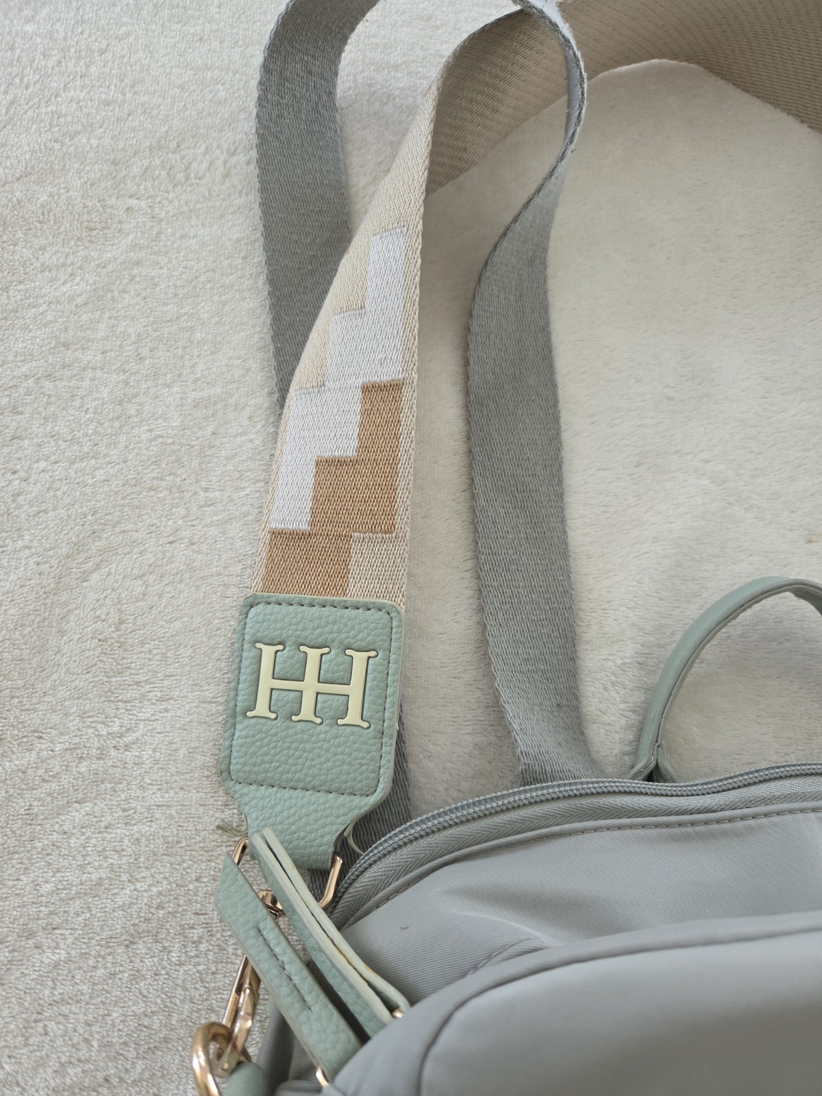 Haute Hippie On The Go Backpack Gray Green Nylon Diaper Bag Zip Pockets Zipper