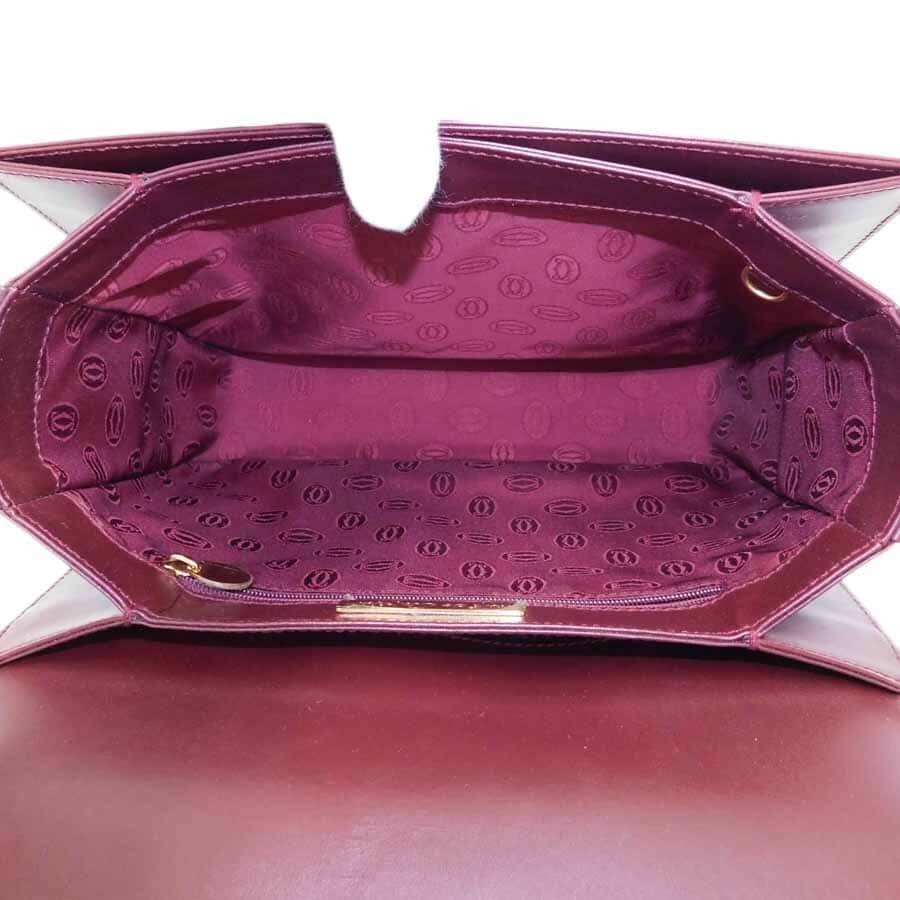 Cartier Must Line Turn Lock Shoulder Bag Bordeaux Leather Women 18.5cm