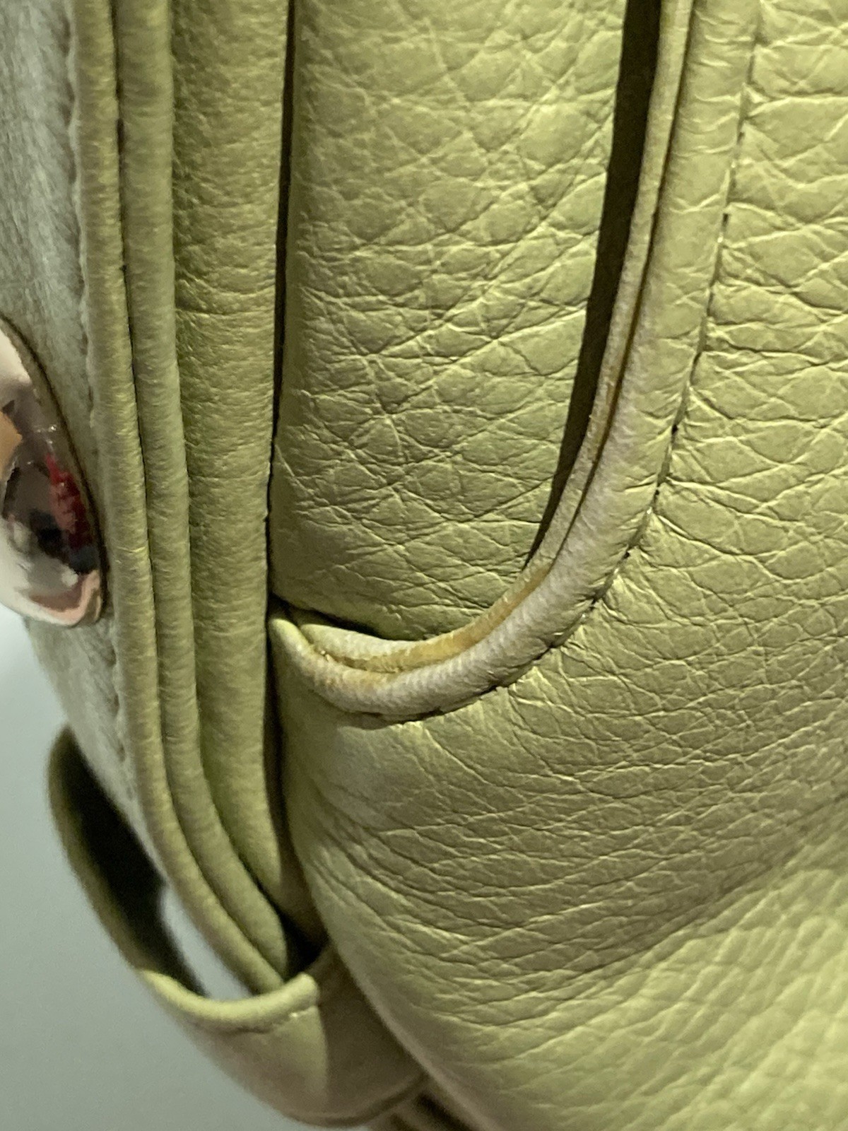 BOTKIER VINTAGE RARE TRIGGER SMALL FRINGE HOBO SATCHEL IN PISTACHIO PEBBLE LTHR!