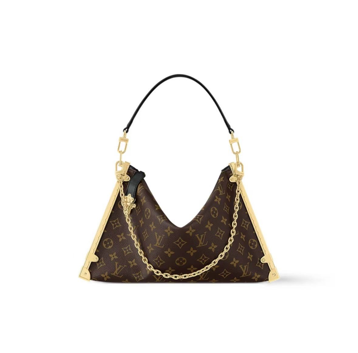 Auth Louis Vuitton Trunk Clutch Monogram Canvas Gold Hardware Crossbody Bag
