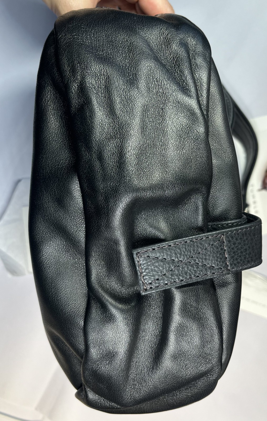 NEW Rough & Tumble 1903 Small Crossbody Bag Black Lamb Leather Gray Lining