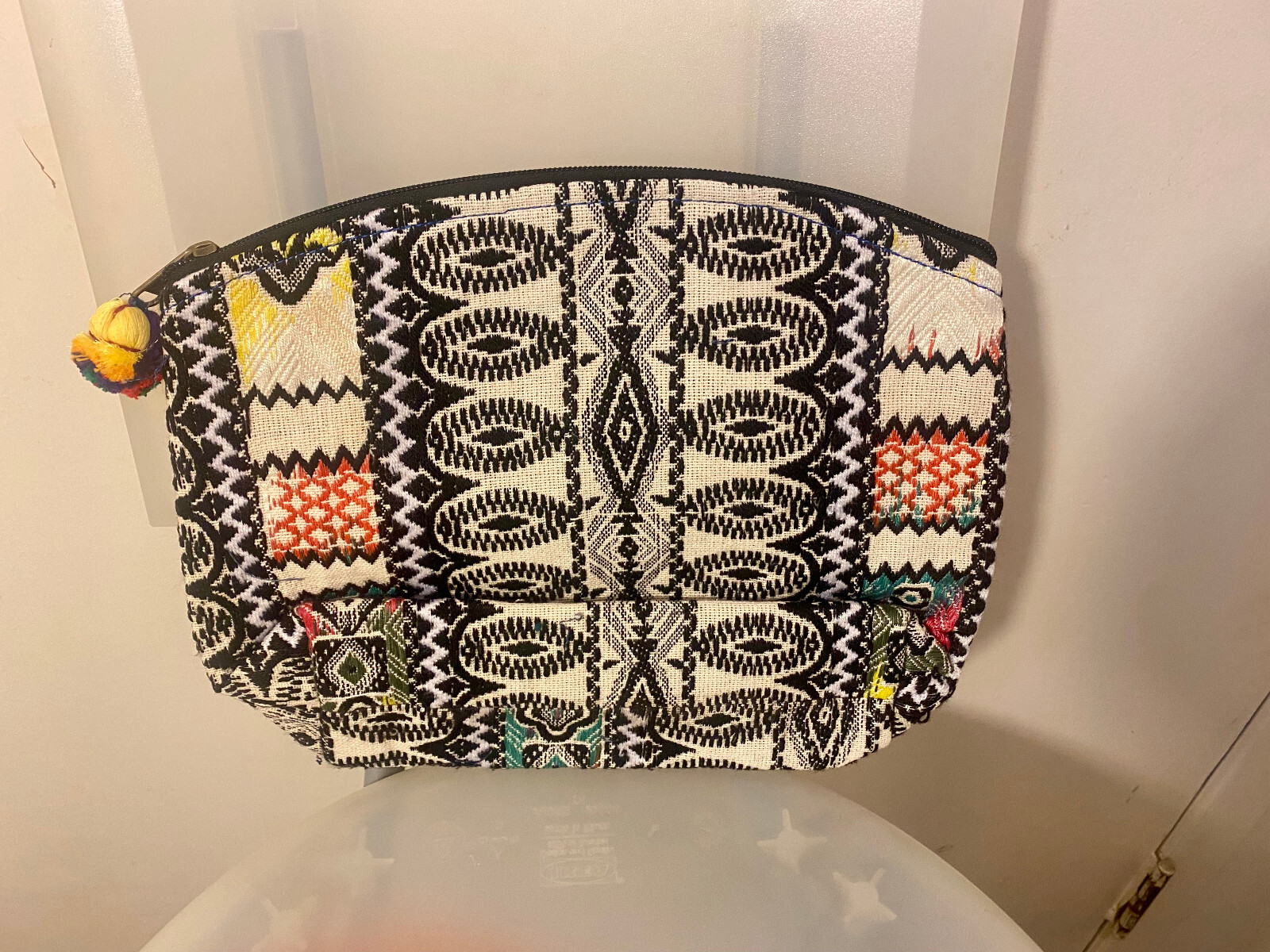 Case Waterproof Cosmetic Toiletry Bag Chevron Black New Hobo Boho Travel #LL