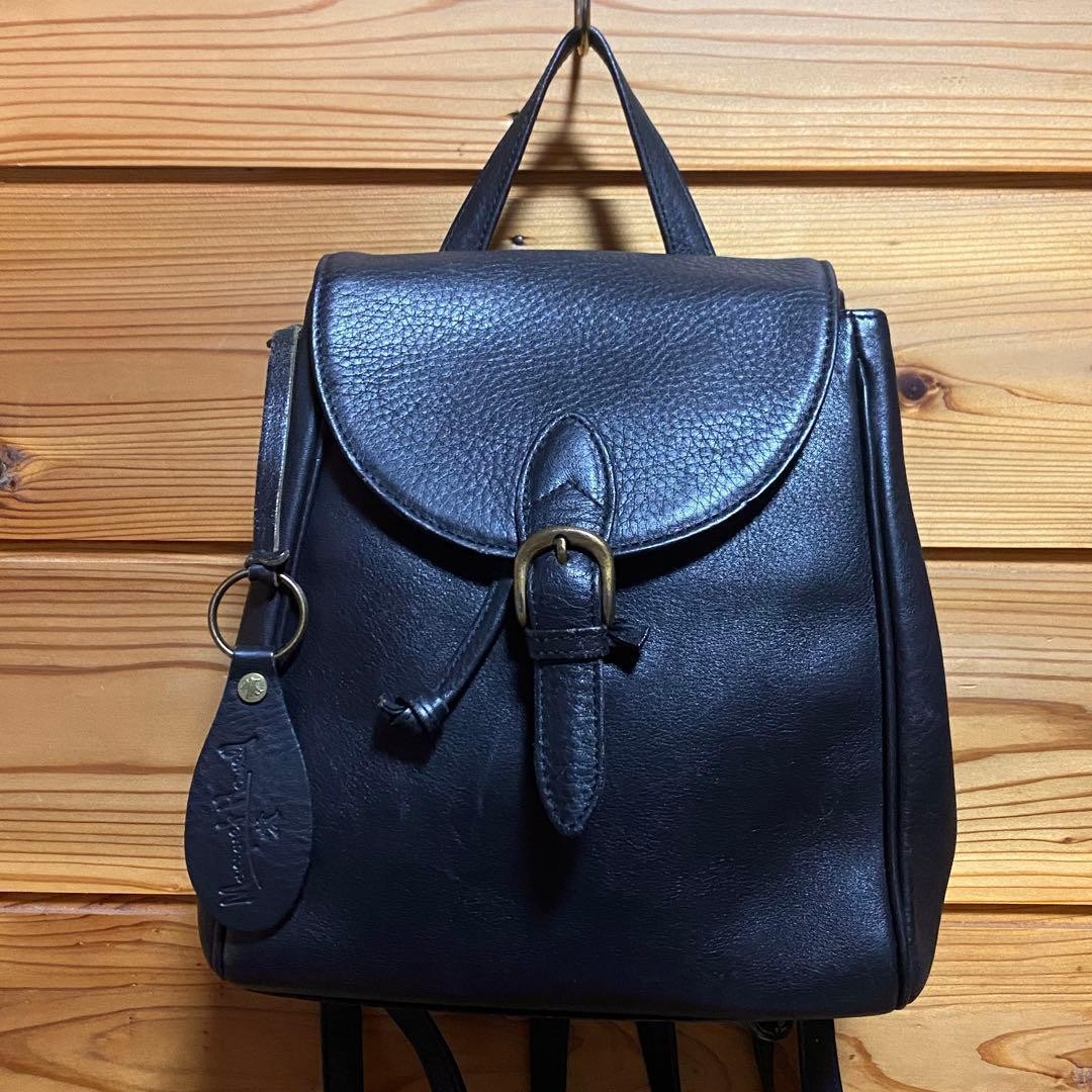 Margaret Howell Leather Rucksack Backpack Black Old Reuse Condition
