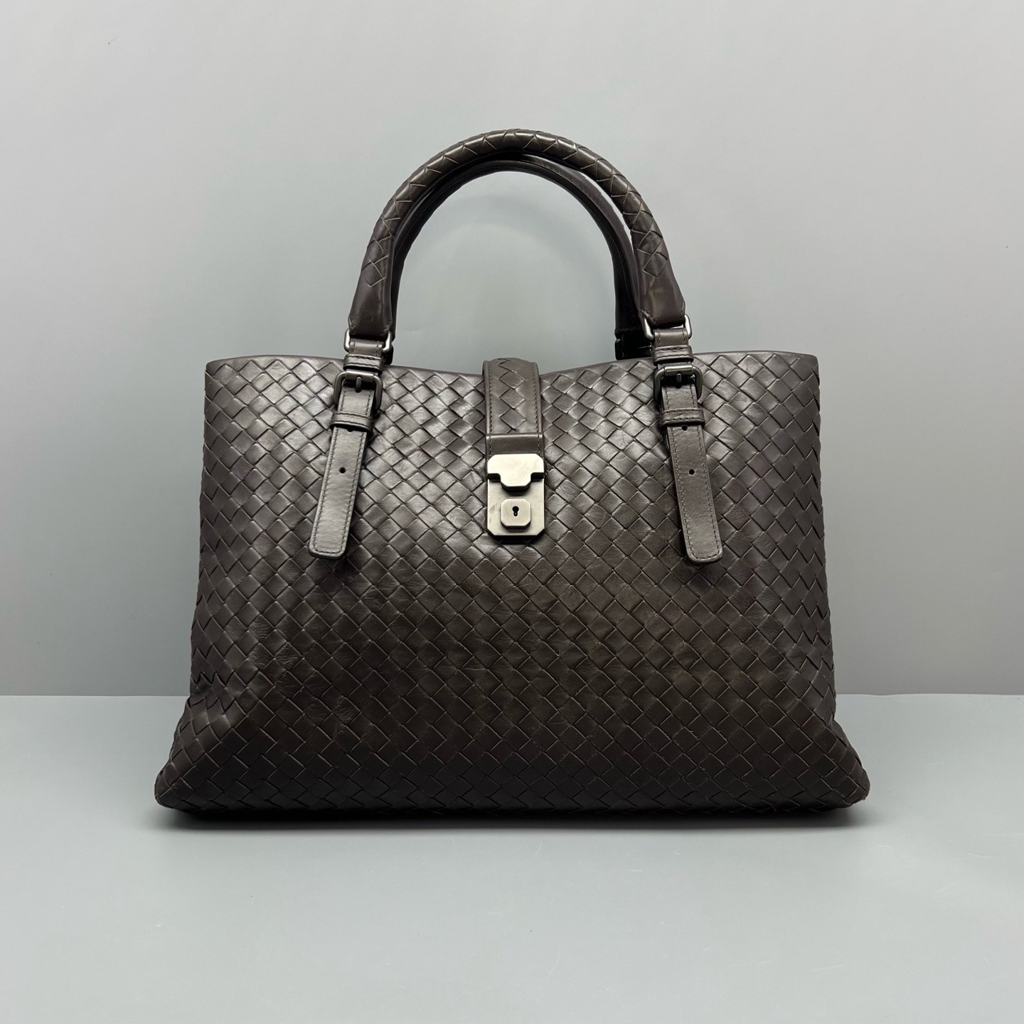 Bottega Veneta Pre-Owned Authentic Satchel Dark Brown 38*24*18cm