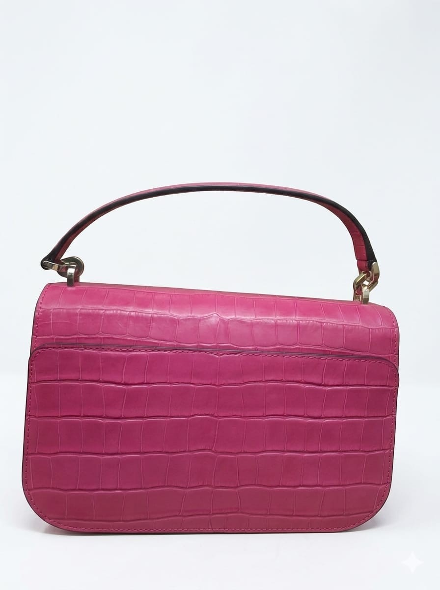 Kate Spade Audrey Flap Crossbody Festive Pink Croc Embossed Leather K9375 V095