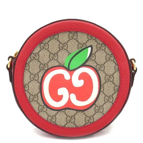 GUCCI GG Apple Red Round Shoulder Bag 625216 7.2*7.2*1.7 inch