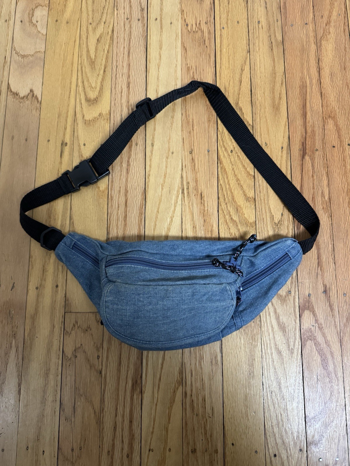 VTG Denim Blue Jean Fanny Pack Bum Bag Adjustable Strap 4 Pocket Compartments