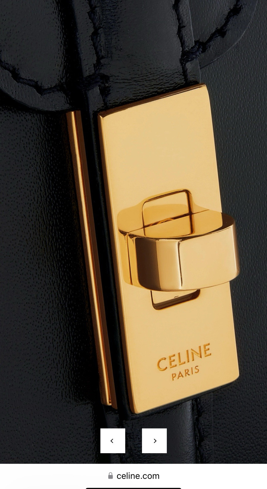 NWT Celine Mini 16 in Satinated Calfskin Black With Gold