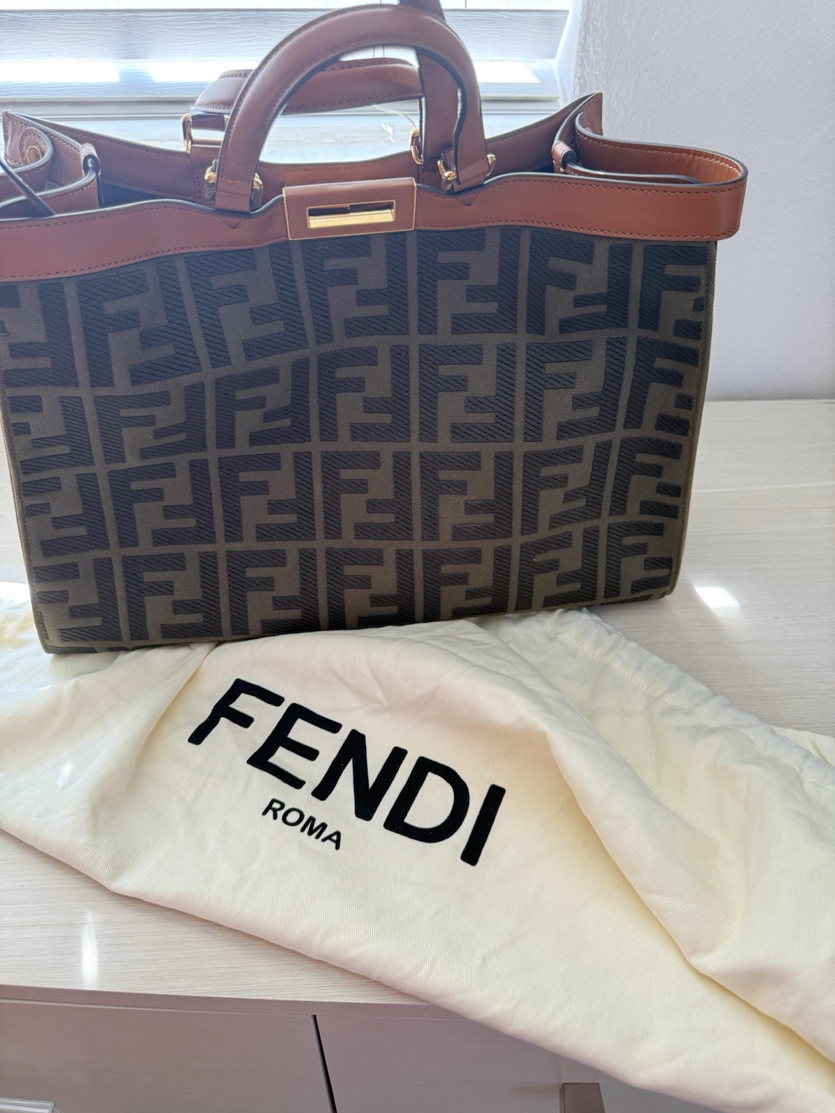 Fendi Peekaboo X-Tote Medium canvas leather