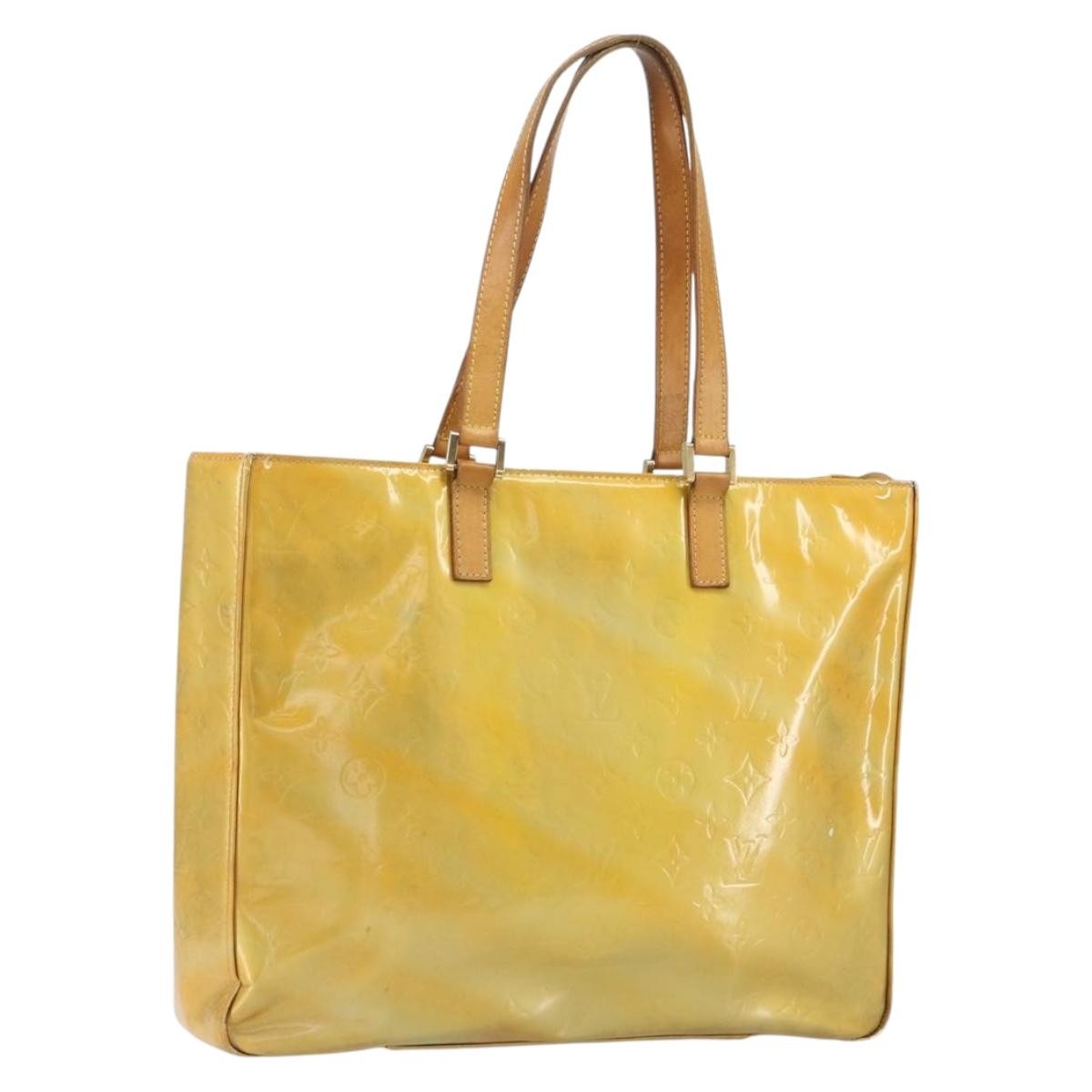 LOUIS VUITTON Monogram Vernis Columbus Tote Bag Lime Yellow M91047 Auth am10510