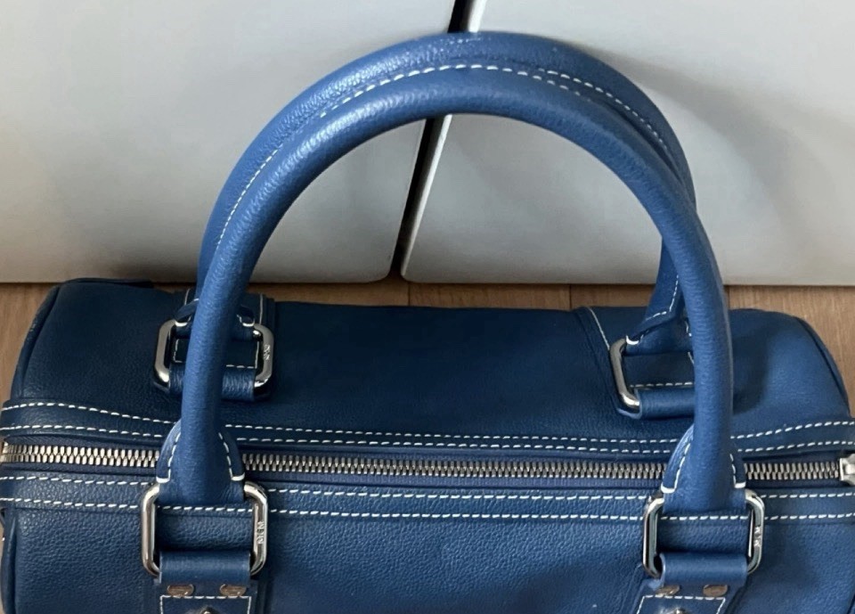 AUTH MCM PAPILLON WOMEN HANDBAG BLUE