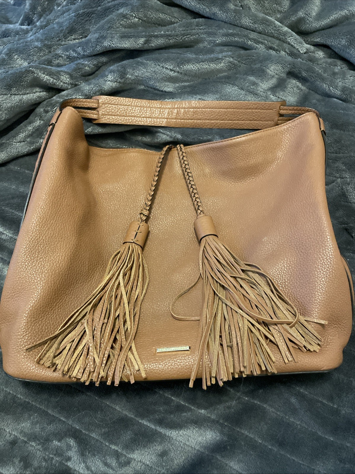 Rebecca Minkoff Leather Fringe Hobo Shoulder Bag Isobel Almond Tote Boho